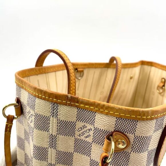 Louis Vuitton Neverfull PM Damier Azure Damier Azure Leather ×PVC White Tote - Picture 9 of 15